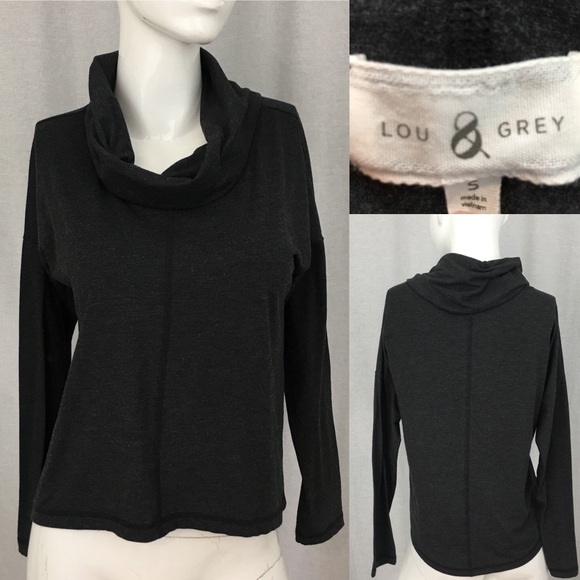 Lou & Grey Tops - Sz Small Lou & Grey Cowl Neckline Hi/ Low Gray Top